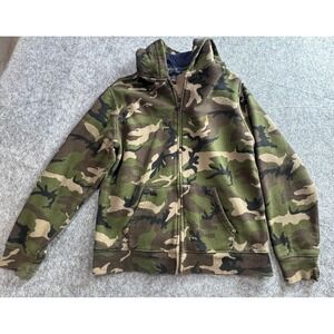 Polo Ralph Lauren Hoodie Youth Large 14-16 Green Camo Full Zip Fleece Lined